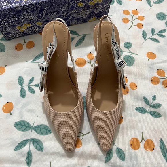 Dior Letter Embroidered Open Back High Heels - Picture 2 of 6